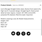 Levi's Levi’s Ribcage Straight Ankle In Bleach Shredded Knee Photo 2