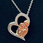 Etsy NWT NIB Heart Couple Rhinestone Silver Rose Gold Necklace Valentines Love You Photo 0