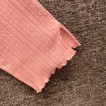 We The Free Womens Top Large Bohomeian Hippie Pink Ribbed Blouse Ruffle Trim Photo 8