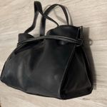 Black Top Handle Bag with White Stitching Photo 4
