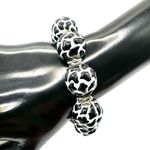 Cow pattern beaded stretchy bracelet Black Photo 4