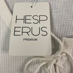 Hesperus  Lace-Up Crop Top Blouse Ribbed Knit Short Sleeve Casual‎ White Sz L NWT Photo 6