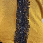 ZARA  Knit Mustard Yellow Black Lace Camisole Top. Small. Soft. Stretchy. Sexy. Photo 6