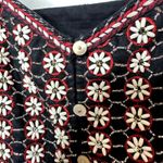 Veronica Beard NWOT Giuliana Black Beaded Embroidered Linen Floral Midi Dress Photo 4