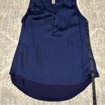 H&M Blue Satin Sleeveless Career V Neck Tank Top Blouse with Gold Buttons Size S Photo 5