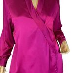 VINTAGE 1990'S JG HOOK SATIN BERRY PINK WRAP BLOUSE (14P) Photo 0
