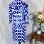 Jude Connally Geometric Print Shirt Dress – Blue & White Stretch Knit Sz M 🧡 Size M Photo 5