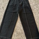 Badgley Mischka ‎ Wide Leg Crop Pant With Contrast Stitching Black NWOT Size 6 Photo 2