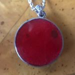 Red Coral Octopus Sterling Silver Pendant Necklace Gray Photo 4