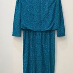 Vintage Turquoise and pink Midi Dress Sz 8. Blue Photo 0