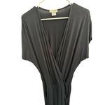 Loveappella Lovcappelia Black Surplice Jumpsuit Soft Stretch Knit with Pockets & Cuffed Hem Photo 3