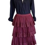 Rachel Parcell  Red Grape Tiered Maxi Skirt,size XS Photo 0