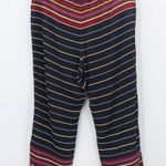 Loft Striped Straight Leg Satin Ankle Pants Drawstring Pockets Elastic Waist XL Photo 2