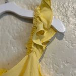 And Now This Ruffled Side‎ Elegant Yellow Midi Dress with Front Slit Medium Photo 4