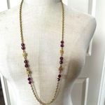 Avon gold tone and purple beaded long vintage necklace Photo 0