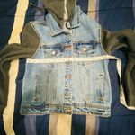 Aeropostale  Blue Denim Hoodie Jacket with Grey Sleeves Photo 3