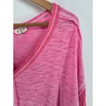 POL Pink V Neck Distressed Seam Knit Oversized Sweater Top Women's Medium Photo 4