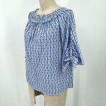 Scotch & Soda  Off-the-Shoulder Tie‎ Sleeve Top Blue Stripe Size Small Photo 5