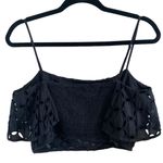 A.Peach Eyelet Crop Top With Ruffle Flounce Detail & Adjustable Straps Photo 5