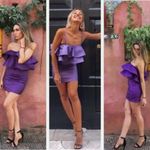 ZARA  Ruffled Ruffle‎ Metallic Thread Mini Cocktail Dress in Purple Size Small Photo 7