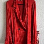 Free People  Vintage Women’s Red Stella Jacquard Blazer‎ Size Small Photo 0