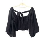 Mustard Seed  Lace Balloon‎ Sleeve Cropped Blouse Sz Large Photo 1