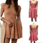 American Eagle America Eagle Cotton Smocked Bodice Gauze Ruffle Hem Mini Dress Pink Coral XL Photo 1