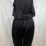 Molly green black sleeveless satin button down jumpsuit size large Photo 6