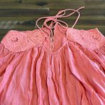 Free People Birds in the Sky Tank Top Bobo Babydoll Coral Pink Shoulder Tie L Photo 5