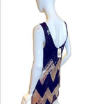 NWT BB Dakota Rhinna Sequin Chevron Tank Slip Dress Small Black Silver Bodycon Size M Photo 1