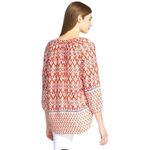 BeachLunchLounge Beach Lunch‎ Lounge Red Sonya Print Long Sleeve Peasant Blouse Size Small Photo 2