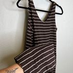 Pact Organic Cotton Brown & White Striped Sleeveless Knit Jumpsuit Romper XS Photo 1