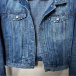 Loft  Cropped Denim Jacket lightly Distressed Small Photo 1