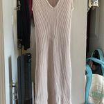 Magaschoni Cream Ribbed Midi Dress Photo 0