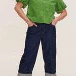 Kate Spade X Target NWOT High Rise Straight Leg Wide Cuff Size 0 Blue Photo 0