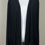 Attitudes by Renee Cardigan Fringe Topper Womens 3X Black Como Jersey Knit Open Photo 0