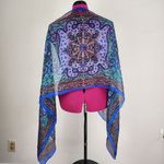 India Arts Silk Scarf Shawl Wrap Boho Blue Multicolor Paisley Print Photo 2