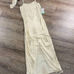 Vintage Stenay Maxi Dress 10 Cream Sheer Beaded Fairy Y2K Rayon Evening Gown Photo 1