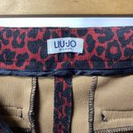 LIU JO Leopard Print Velvet Corduroy Tapered Chinos Burgundy Red/Black Sz 29 Red Photo 3