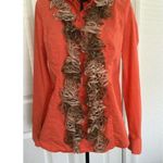 Crochet Sassy Ruffled Fluffy Scarf Shawl Wrap Brown Peachy Pink Silver Metallic Photo 0