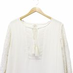 Sundance Cream Boho Embroidered Ivory Lace Long Sleeve Flowy Blouse Size Medium Photo 2