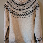 L.L. Bean Cream and Black Patterned Sweater Silver Photo 0
