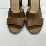 Talbots  Leather Beige Strappy Sandals Wood Block Heel size 7.5 Photo 10