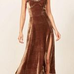 Reformation  Pyrenees Tan Velvet Velour Ruffle Sleeveless Slip Mini Tank Dress 8 Photo 0