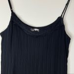 Lovestitch  cami M black eyelash lace trim spaghetti strap pleated Y2K whimsygoth Photo 1