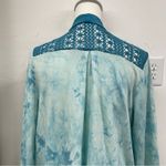 LOGO By Lori Goldstein Logo Lori Goldstein Blue Tie Dye Crochet Kimono Open Front Cardigan M Sweater Photo 5