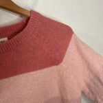Bibi soft fuzzy striped relaxed Crewneck sweater size S Pink Photo 3