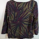 Laura Ashley Womens Shirt Size PM 3/4 Sleeve Black Red Purple Stretch Scoop Neck Photo 3