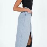 Princess Polly  Light Wash Denim Maxi Skirt Front Slit A31 Photo 2