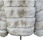Guess  Oversized Faux Fur Jacket Gray Puffer Zip Up Coat SUPER SOFT Furry Sz L Photo 5